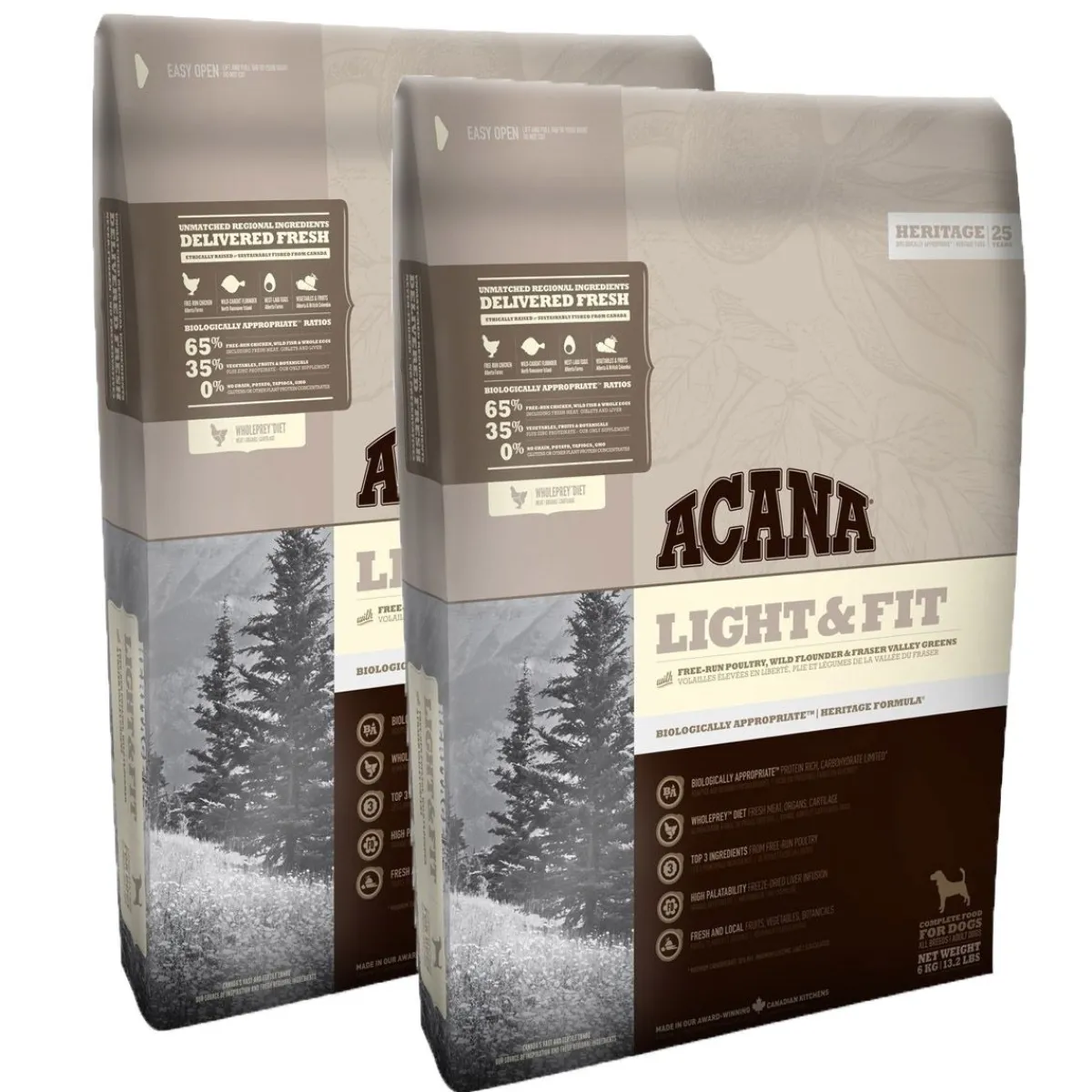 Acana Koiranruoat Erityistapeisiin|Koiran Kuivaruoka*Dog Light & Fit 2 x 11,4 kg