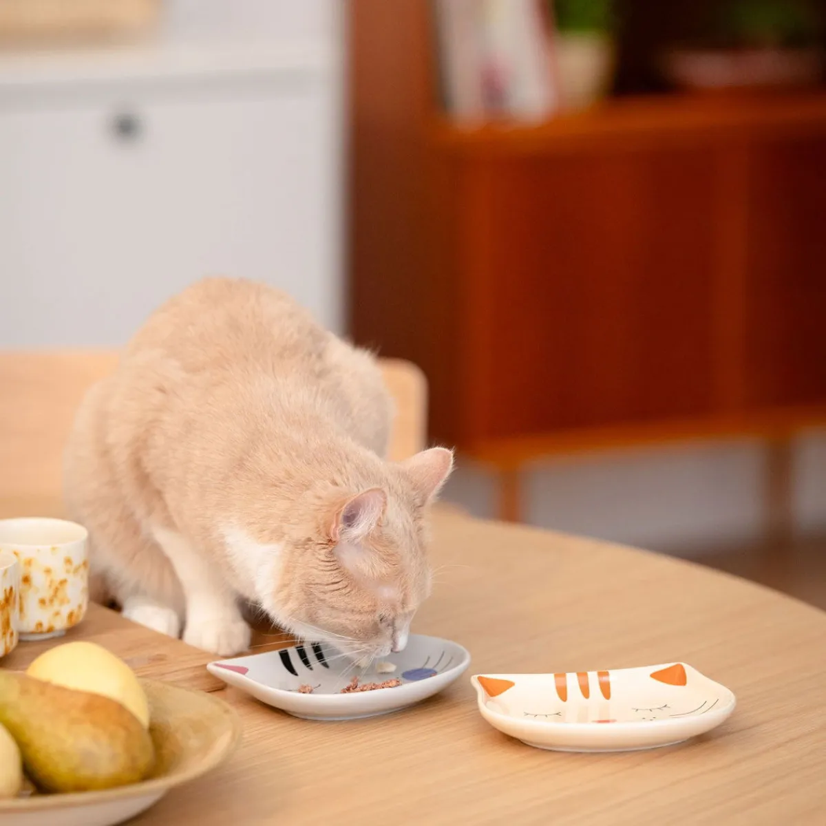 Basic Kissan Ruoka- Ja Juomakupit*CatFace keraaminen kuppi, beige