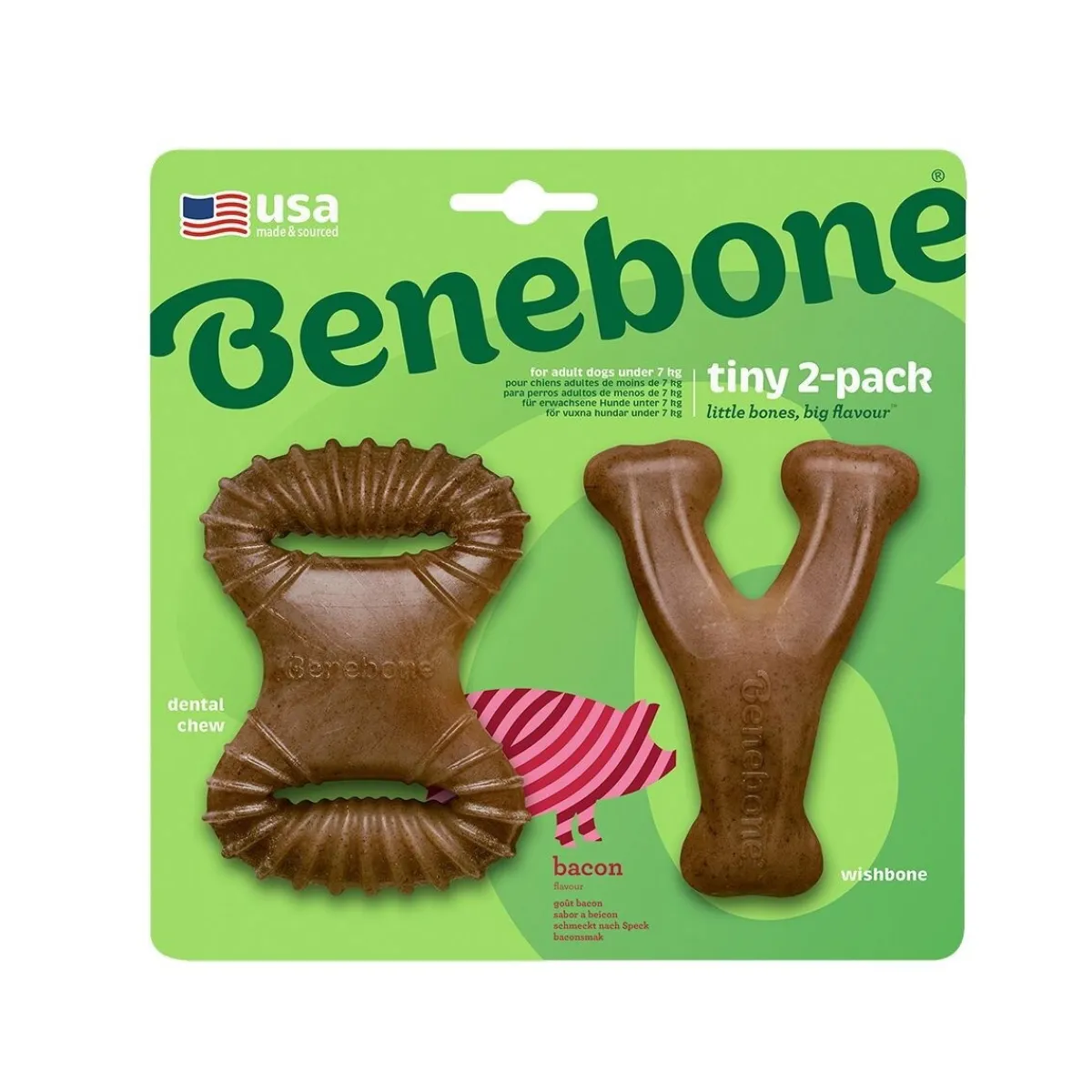 Benebone Puruluut*2 kpl - Dental Chew/Wishbone Bacon Tiny