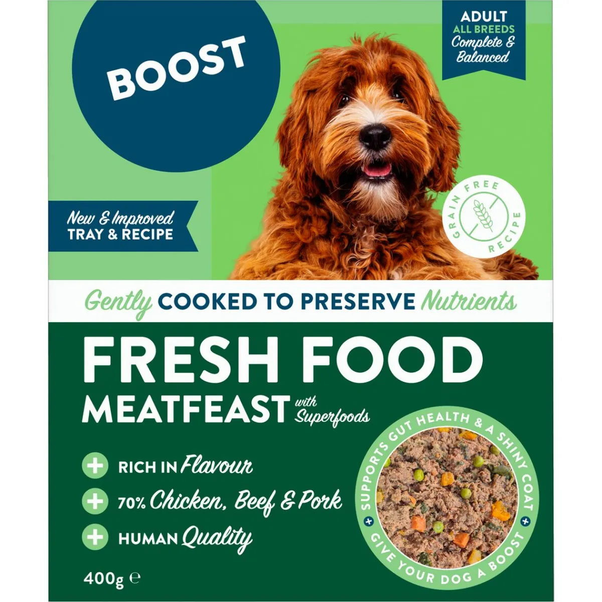Boost Ruokinnan Monipuolistaminen|Koiran Raakaruoka*Fresh Meatfeast 400 g