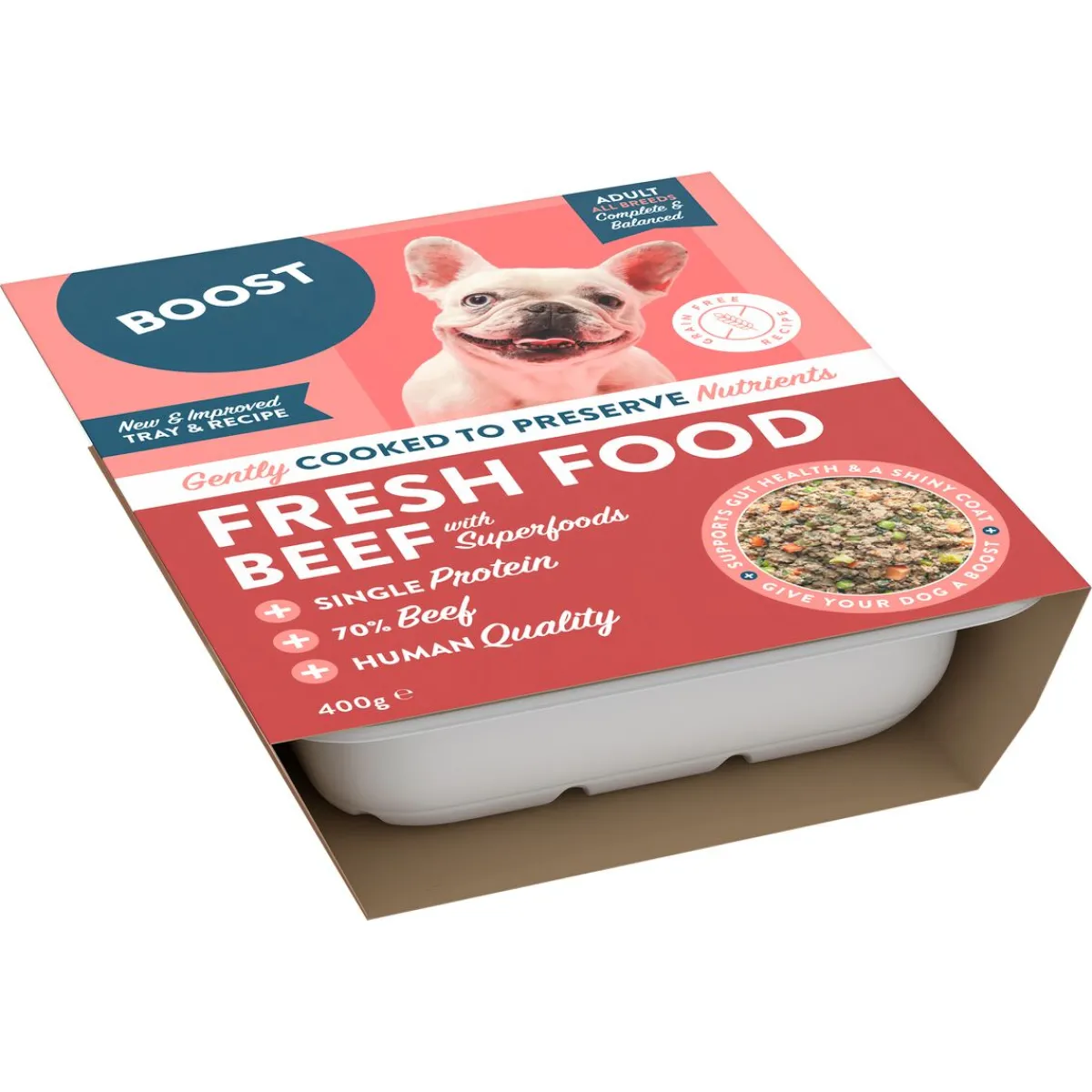 Boost Ruokinnan Monipuolistaminen|Koiran Raakaruoka*Fresh Nauta 400 g