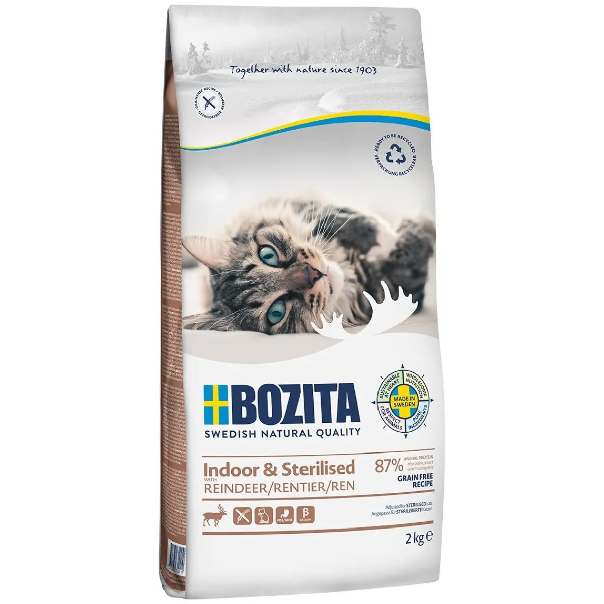 Bozita Viljaton Kissanruoka|Kissan Kuivaruoka*Feline Indoor & Sterilised Grain Free Reindeer