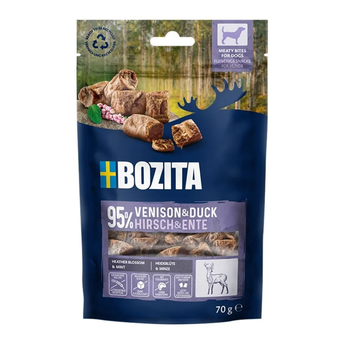 Bozita Pikkuherkut Ja Treeninamit*Meaty Bites Peura&Ankka 70g herkku koiralle