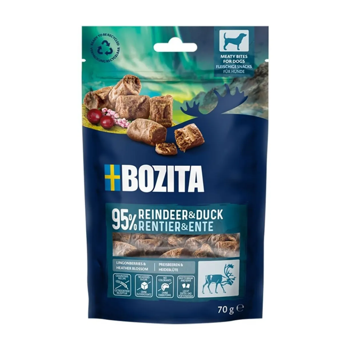 Bozita Pikkuherkut Ja Treeninamit*Meaty Bites Poro & Ankka 70 g herkku koiralle