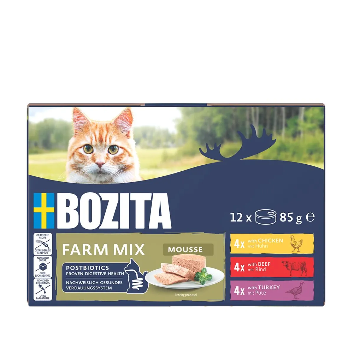 Bozita Kissan Märkäruoka*Mousse Mixed Farm 12x85g
