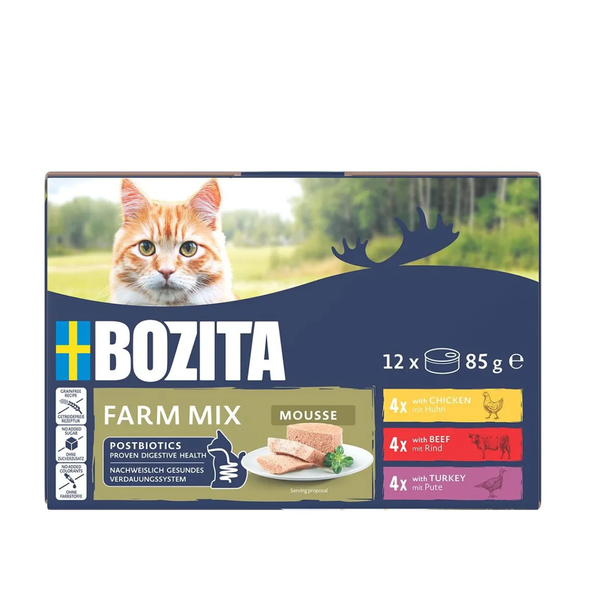 Bozita Kissan Märkäruoka*Mousse Mixed Farm 12x85g