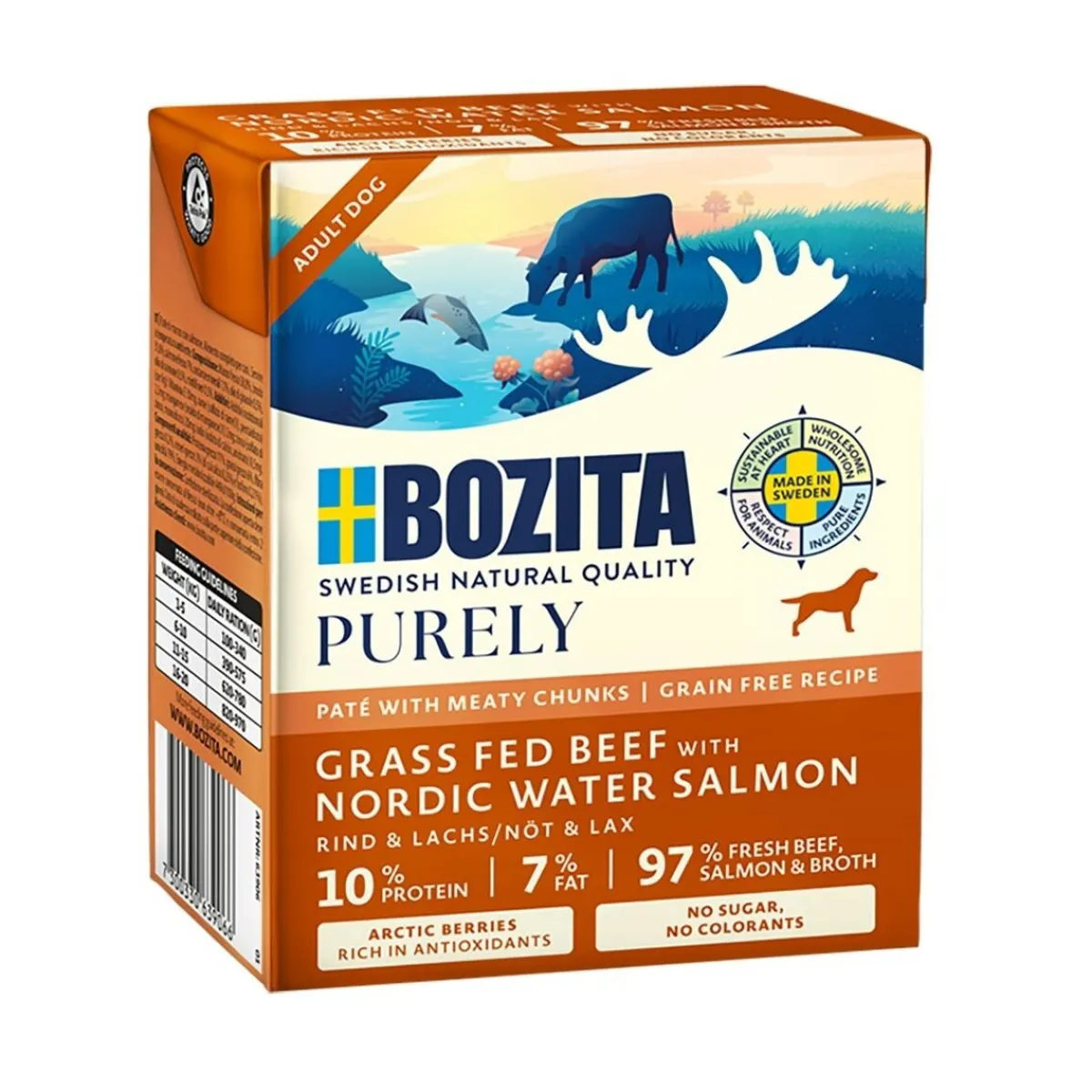 Bozita Viljaton Koiranruoka|Koiran Märkäruoka Ja Makkarat*Purely Paté Lohi 370 g