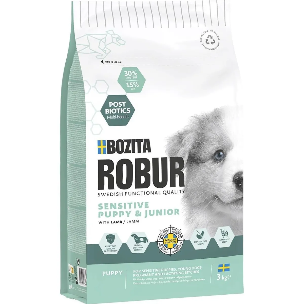 Bozita Robur Koiran Kuivaruoka|Penturuoka*Sensitive Grain Free Puppy 2x12 kg