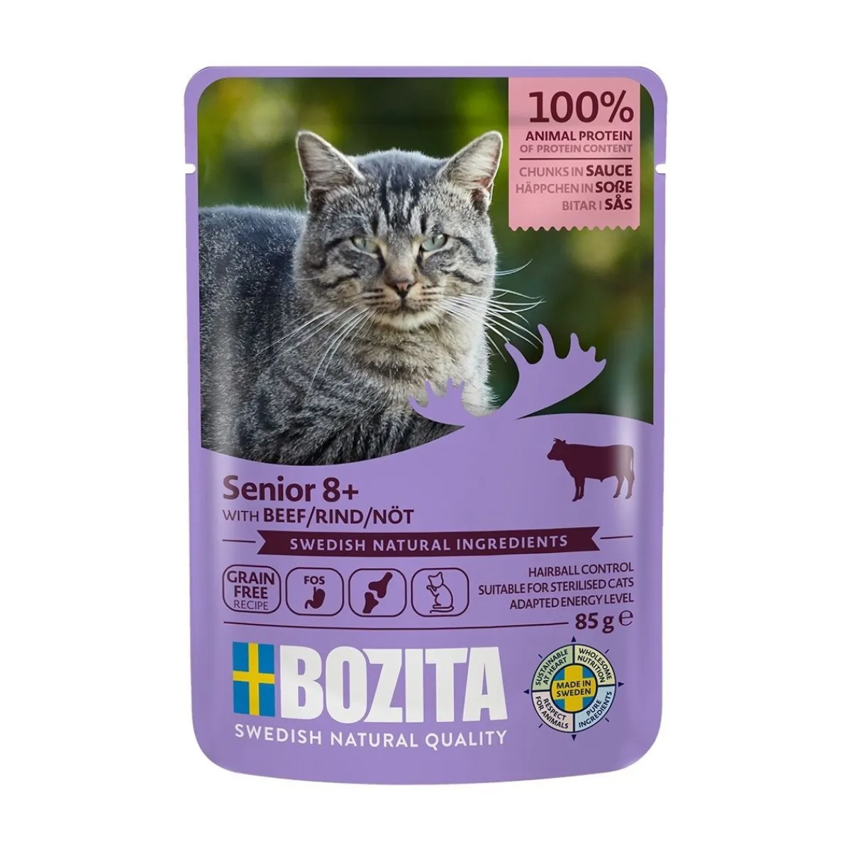 Bozita Seniorikissan Ruoka|Kissan Märkäruoka*Senior 8+ nautaa kastikkeessa 85 g