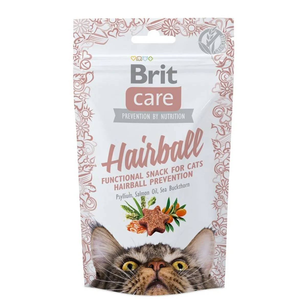 Brit Care Pehmeät Kissanherkut|Funktionaaliset Kissanherkut*Cat Snack Hairball 50 g