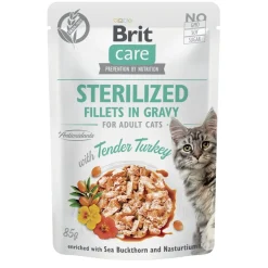 Brit Care Kissan Märkäruoka|Viljaton Kissanruoka*Cat Sterilized kalkkuna kastikkeessa 85 g