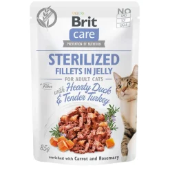 Brit Care Kissan Märkäruoka|Viljaton Kissanruoka*Jelly Sterilized ankka & kalkkunafilee hyytelössä 85 g