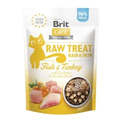 Brit Care Tarjoukset Kissoille|Funktionaaliset Kissanherkut*RAW Hair&Skin kalkkuna-lohiherkku 40 g