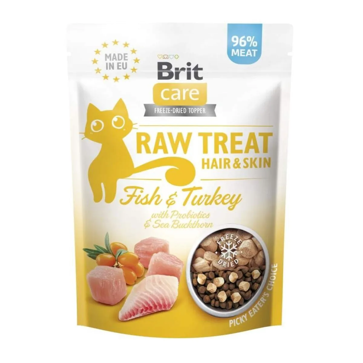 Brit Care Tarjoukset Kissoille|Funktionaaliset Kissanherkut*RAW Hair&Skin kalkkuna-lohiherkku 40 g