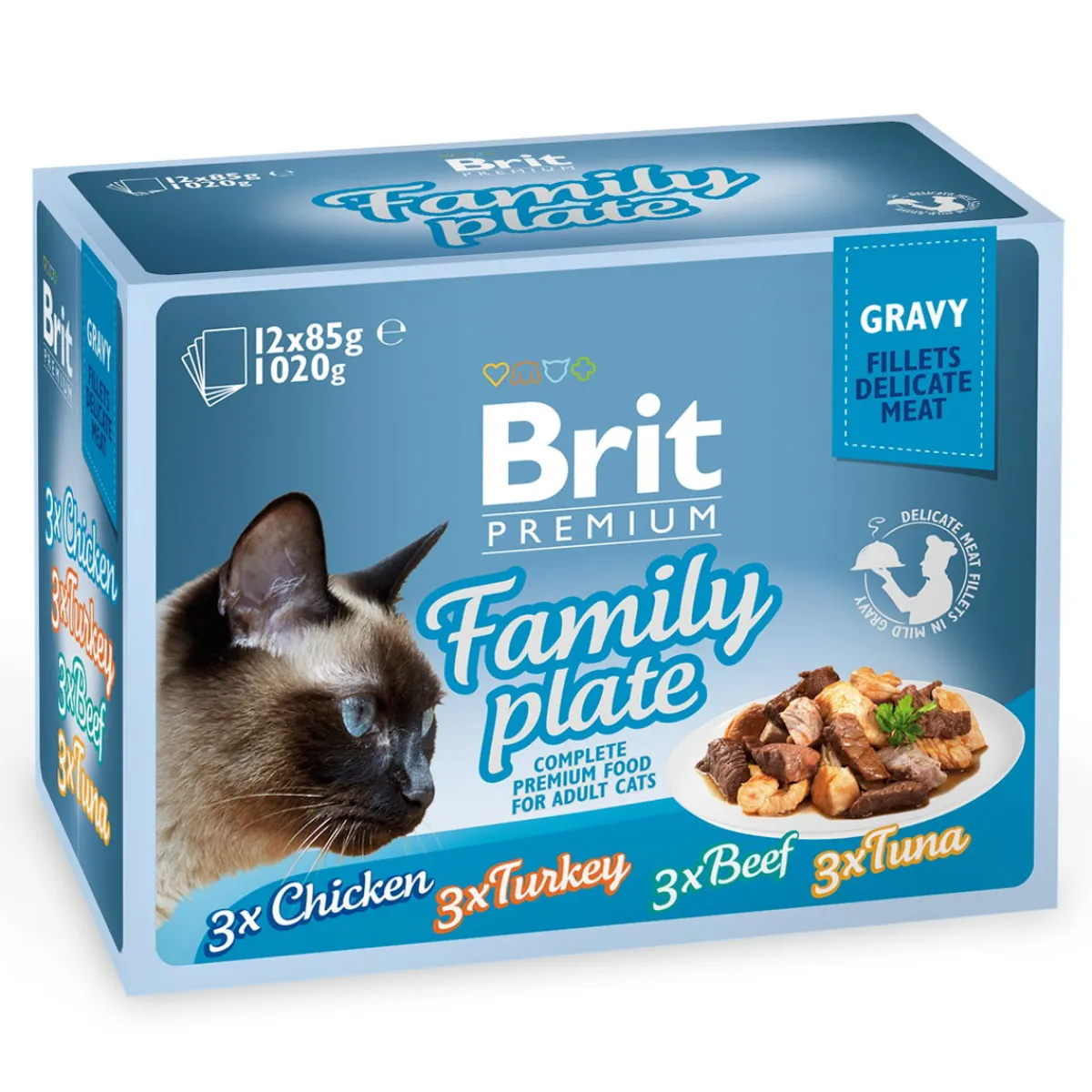 Brit Premium Kissan Märkäruoka*paloja kastik. Multipack 12x85g