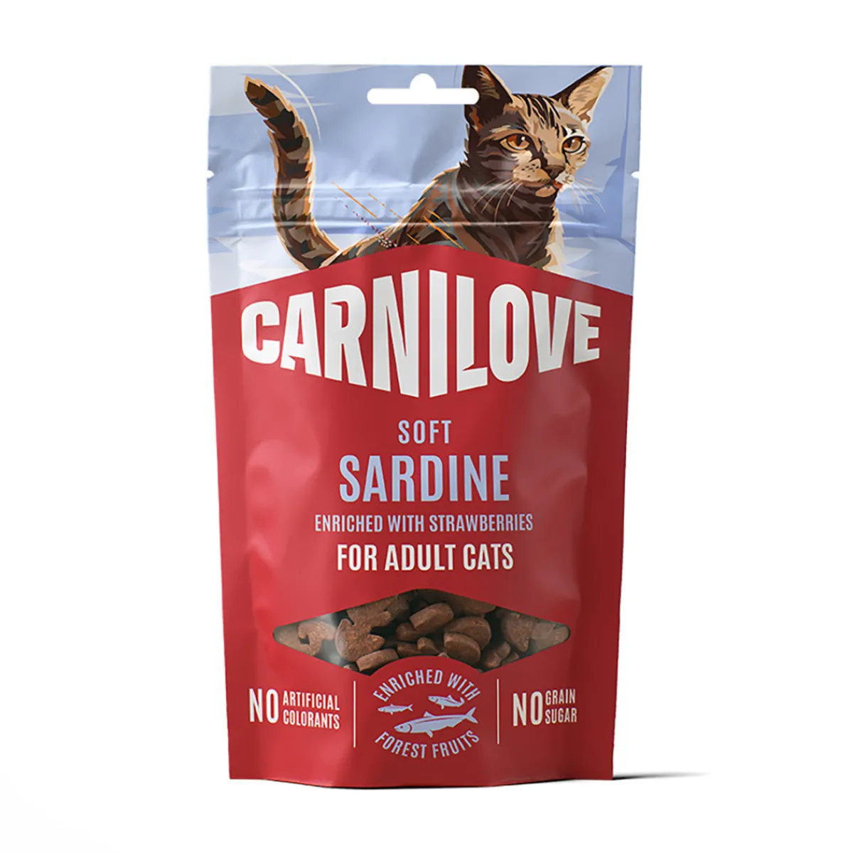 Carnilove Pehmeät Kissanherkut|Pehmeät Kissanherkut*Cat Soft Snack Sardine with Strawberry 50 g