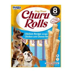Churu Nestemäiset Kissanherkut|Pehmeät Koiran Herkut*Rolls koiranherkut, kana-juusto 8 kpl