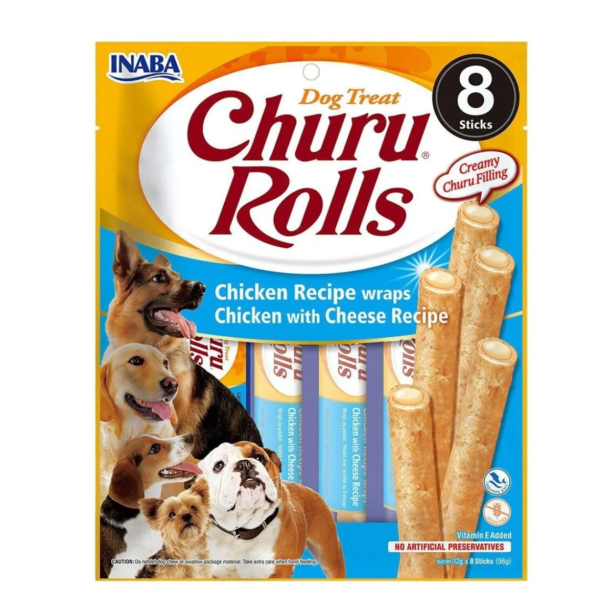 Churu Nestemäiset Kissanherkut|Pehmeät Koiran Herkut*Rolls koiranherkut, kana-juusto 8 kpl