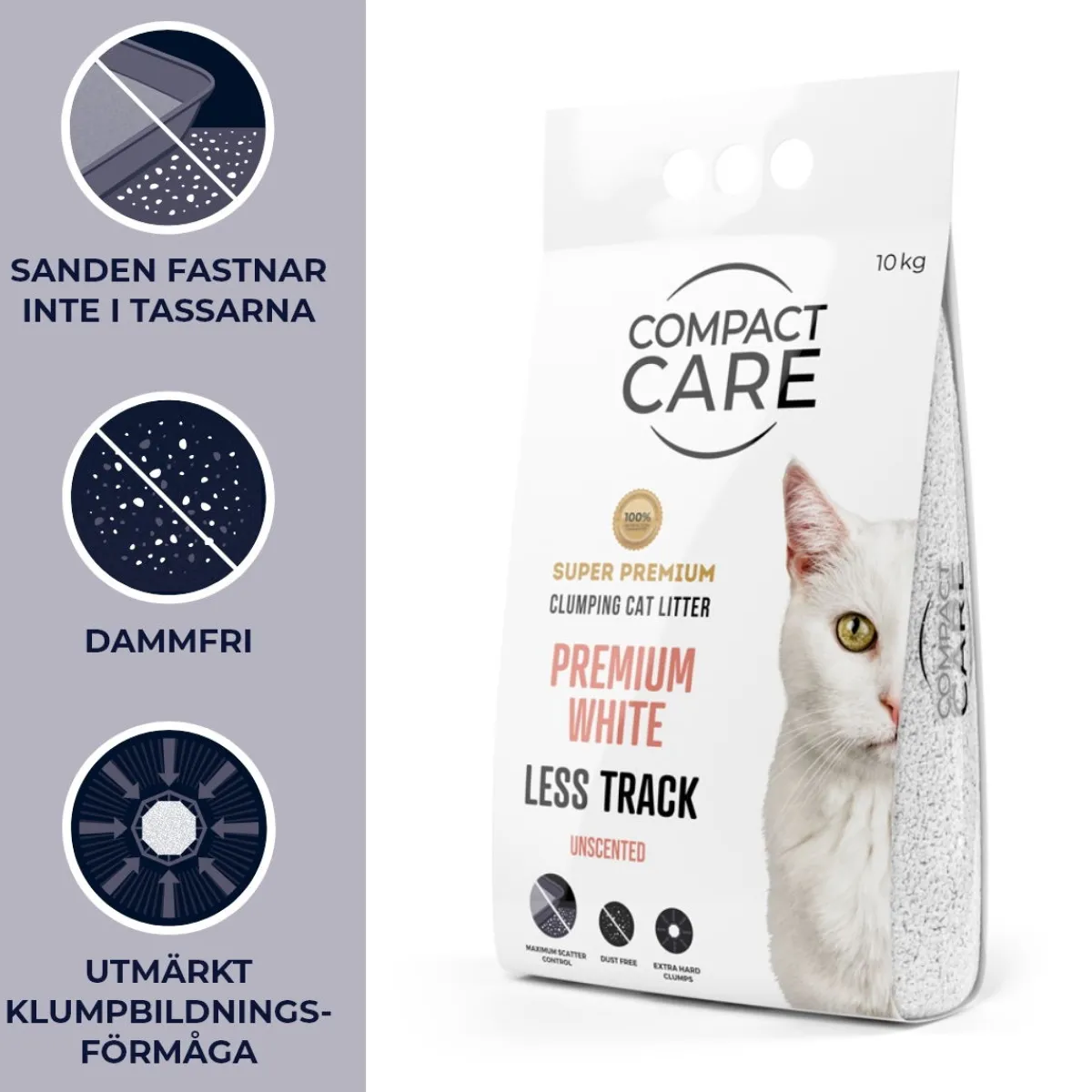 Compact Care Tarjoukset Kissoille*Premium White Less Track 4x10kg