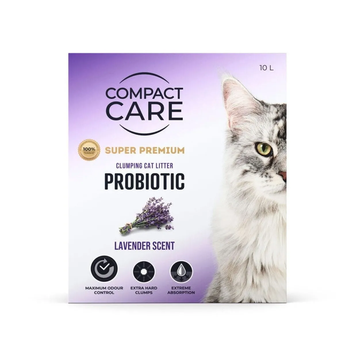 Compact Care Paakkuuntuva Kissanhiekka|Hajustettu Kissanhiekka*Probiotic Lavender 10l