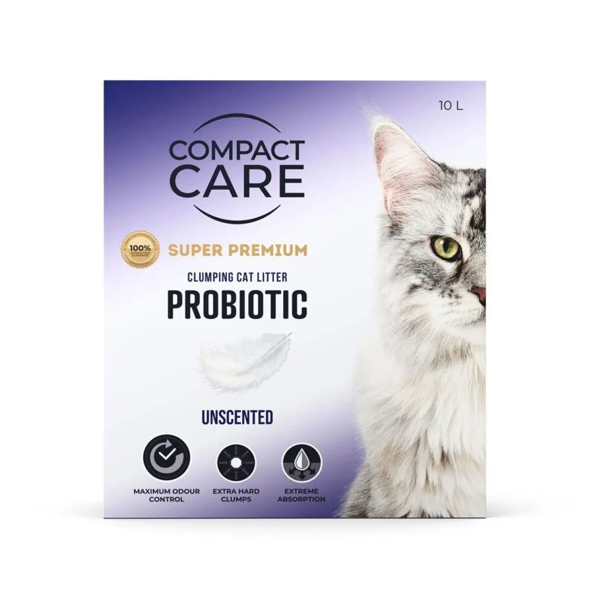 Compact Care Paakkuuntuva Kissanhiekka|Hajustamaton Kissanhiekka*Probiotic Unscented 10l