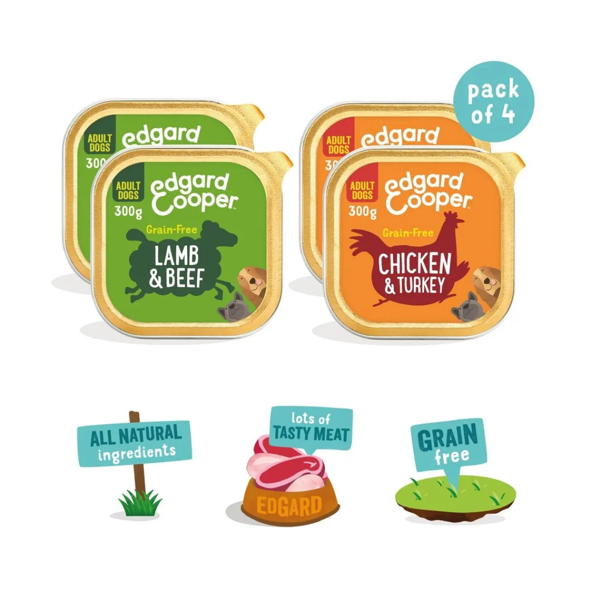 Edgard & Cooper™ Tarjoukset Koirille|Viljaton Koiranruoka*Edgard & Cooper Dog Multipack 4x300g