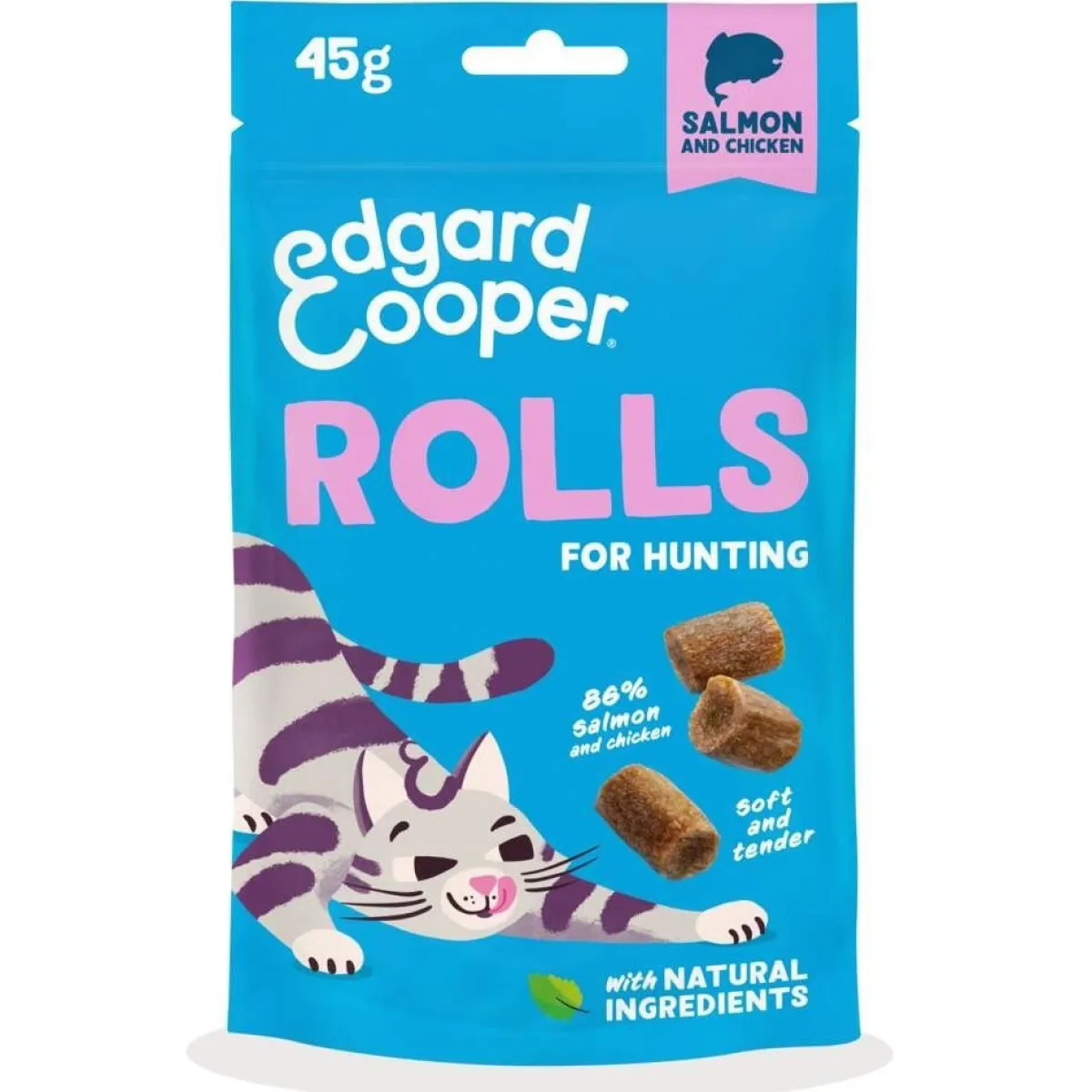 Edgard & Cooper™ Kissanpennun Herkut|Pehmeät Kissanherkut*Edgard&Cooper Soft Rolls kissanherkku lohi-kana 45 g