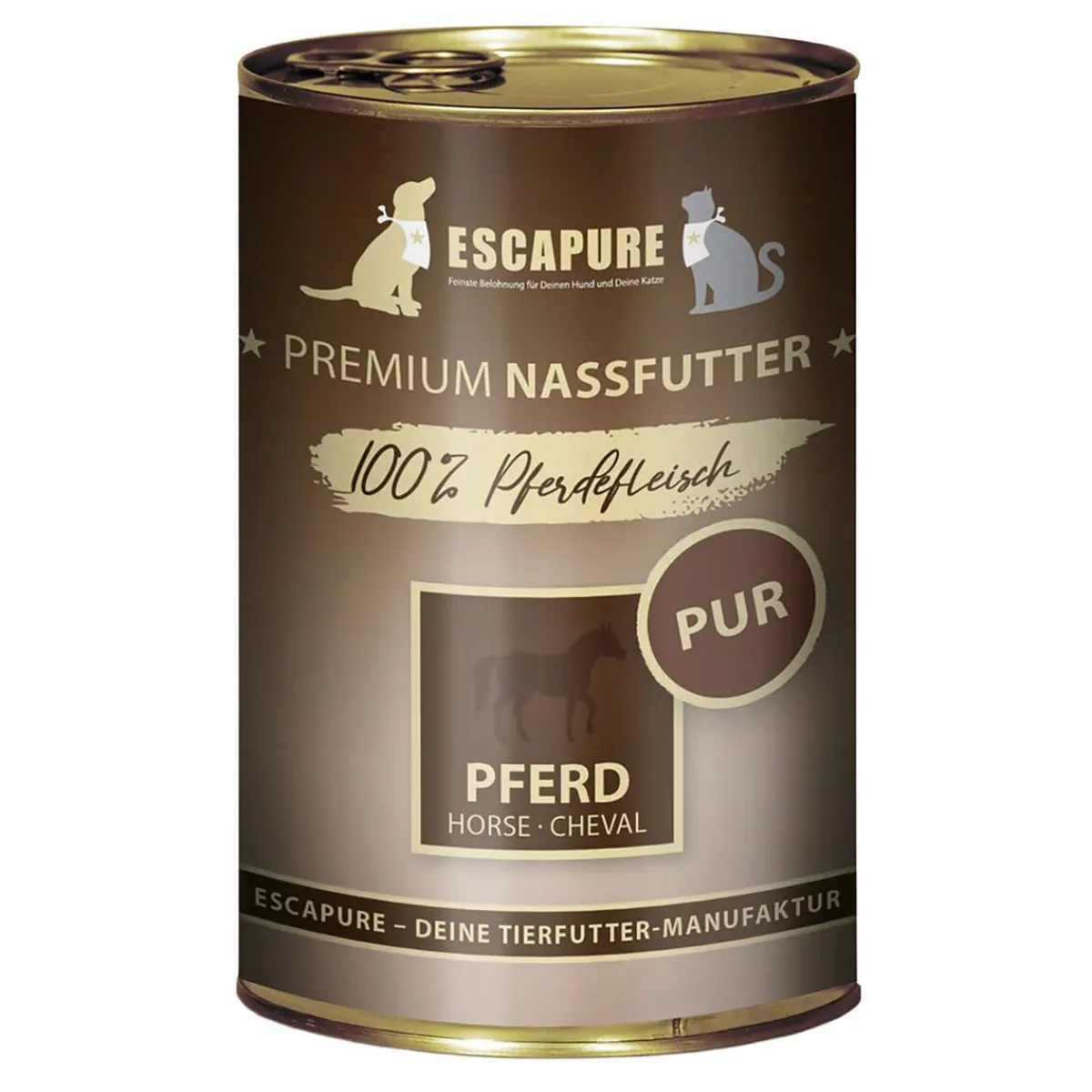 Escapure Koiran Märkäruoka Ja Makkarat*PUR hevonen säilyke 400g