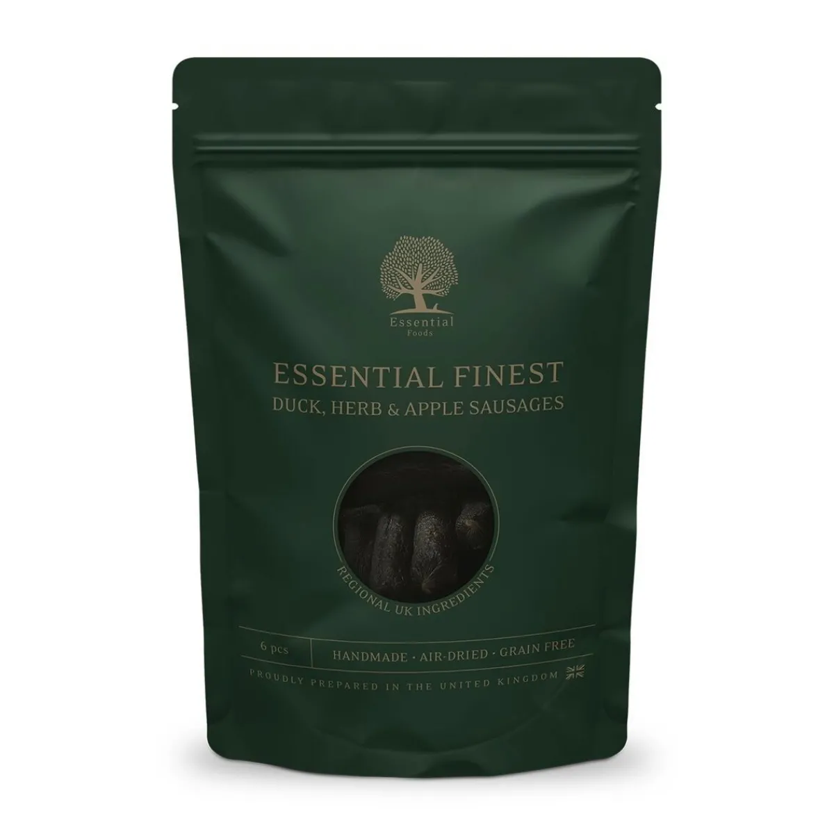Essential Foods Pehmeät Koiran Herkut|Pikkuherkut Ja Treeninamit*ESSENTIAL Duck, Herb & Apple Sausages 110 g