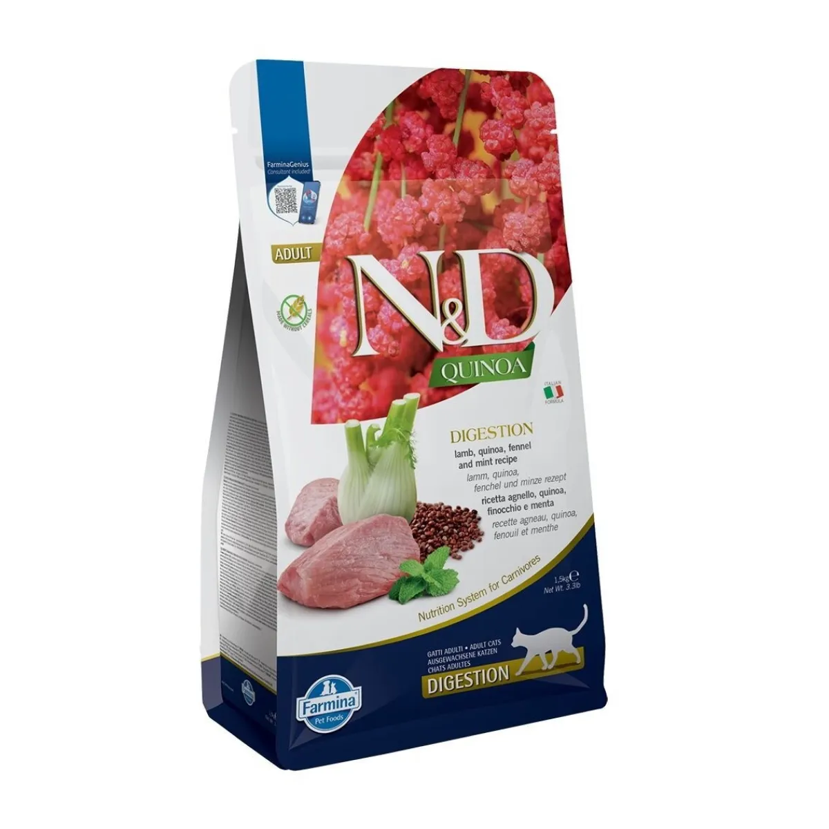 Farmina Kissan Kuivaruoka|Kissan Erikoisruoat*N&D Quinoa Cat Digestion Lamb 1,5kg