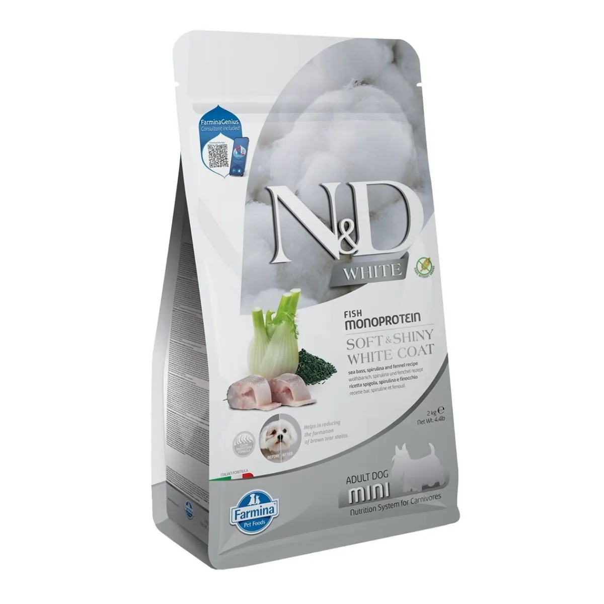 Farmina Koiran Kuivaruoka*N&D White Dog Sea Bass & Spirulina S 2 kg