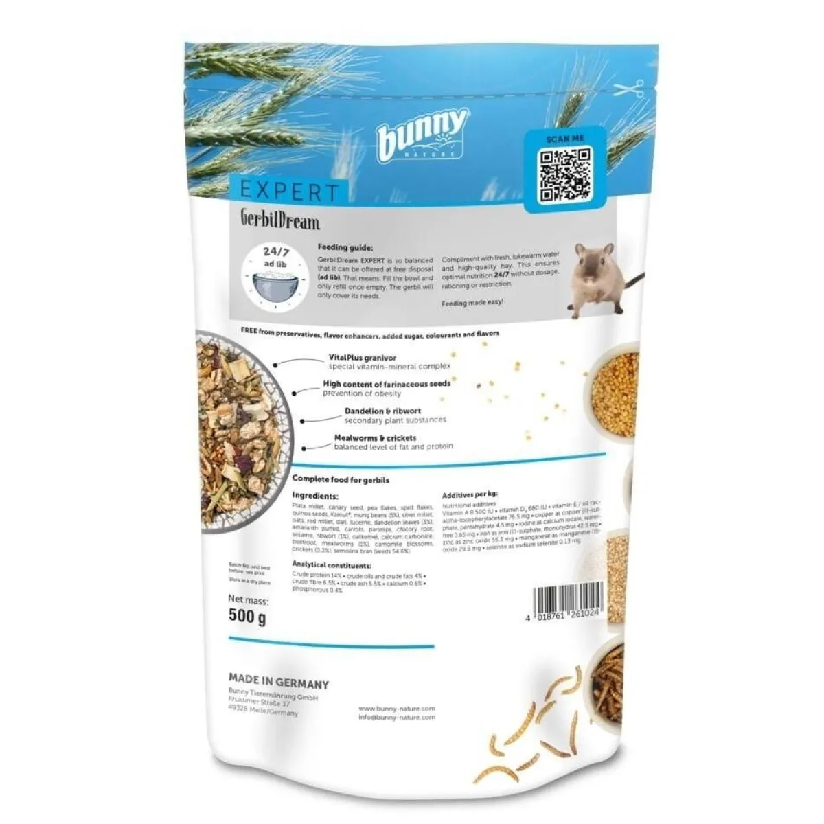 Bunny Nature Gerbiilin Ruoka|Pieneläinten Ruoka*Gerbiilin ruoka Bunny GerbilDream Expert 500g