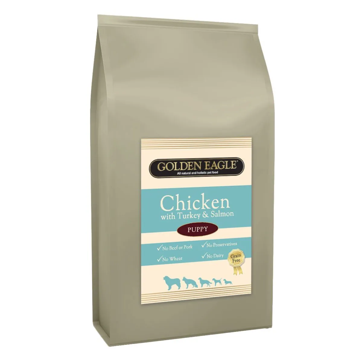 Golden Eagle Koiran Kuivaruoka*Grainfree Puppy Chicken,Turkey&Salmon