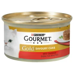 Gourmet Kissan Märkäruoka|Tarjoukset Kissoille*Gold Savoury Cake Nautaa ja tomaattia kastikkeessa 24x85g