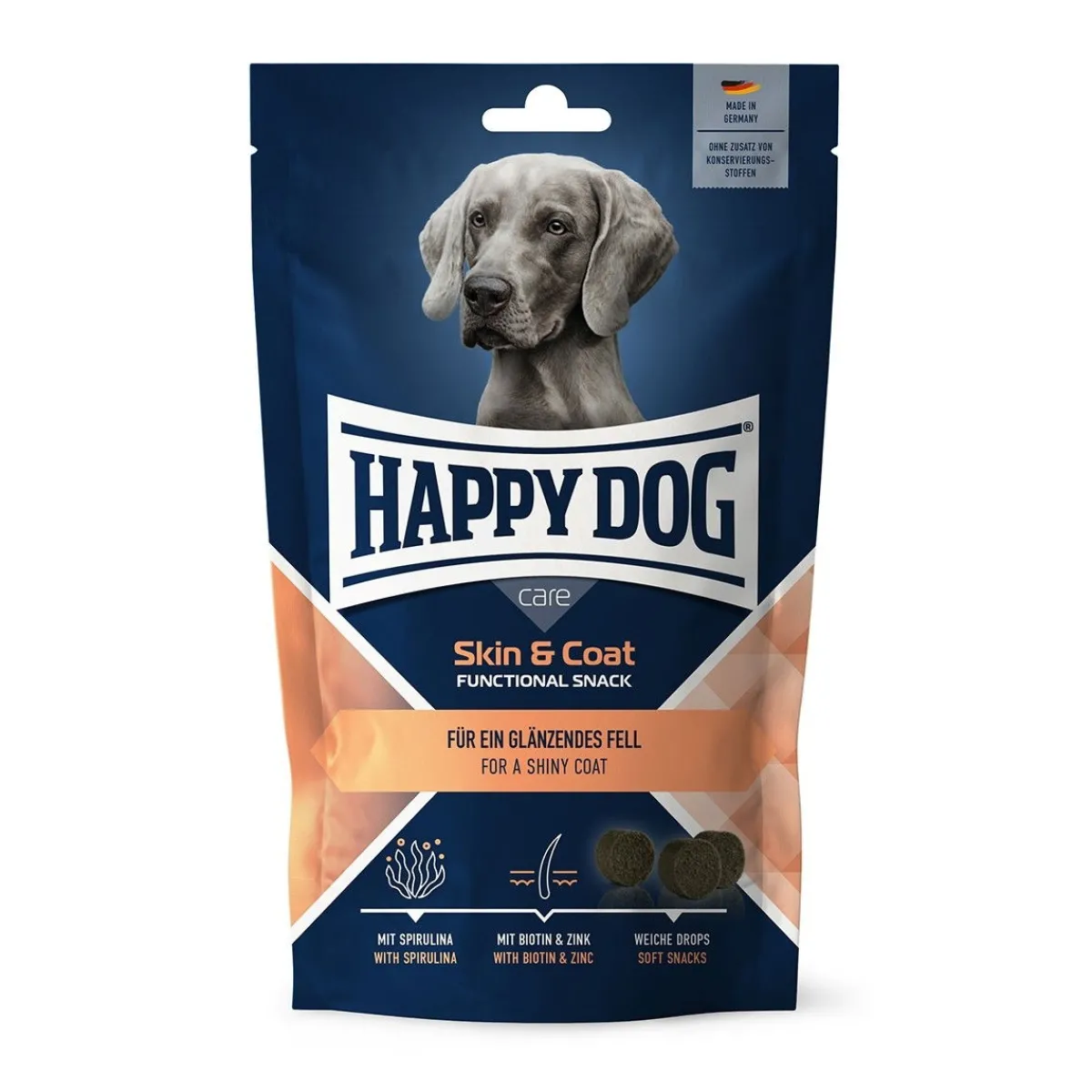 Happy Dog Pikkuherkut Ja Treeninamit|Öljyt, Vitamiinit Ja Lisäravinteet*Care Snack Skin&Coat 100g