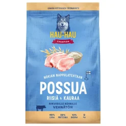 Hau Hau Champion Koiran Kuivaruoka|Kotimainen Koiranruoka*Hau-Hau Champion Possua, Riisiä ja Kauraa 9 kg