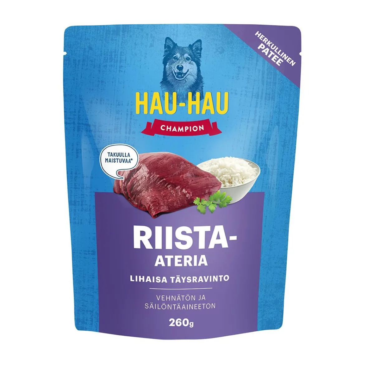 Hau Hau Champion Koiran Märkäruoka Ja Makkarat*Hau-Hau Champion riista-ateria 260 g