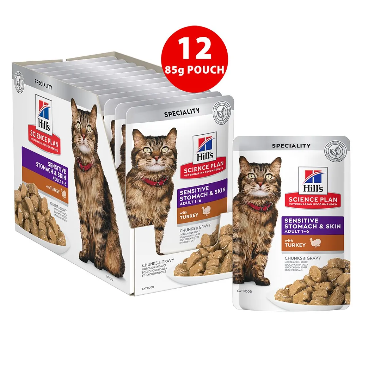 Hill's Kissan Märkäruoka|Kissan Erikoisruoat*Science Plan Cat Adult Sensitive Stomach & Skin Turkey 12x85g