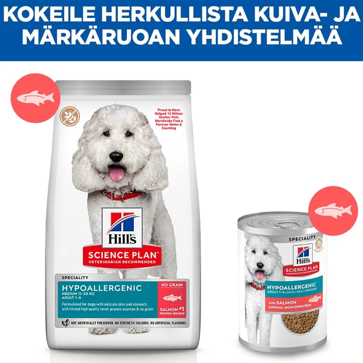Hill's Koiranruoat Erityistapeisiin|Koiran Märkäruoka Ja Makkarat*Science Plan Dog Hypoallergenic Salmon 363 g