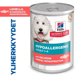 Hill's Koiranruoat Erityistapeisiin|Koiran Märkäruoka Ja Makkarat*Science Plan Dog Hypoallergenic Salmon 363 g