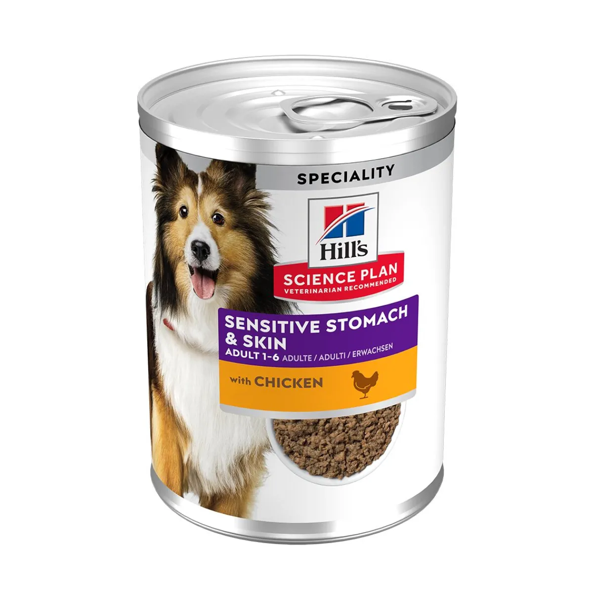 Hill's Koiranruoat Erityistapeisiin|Koiran Märkäruoka Ja Makkarat*Science Plan Dog Sensitive Stomach & Skin Chicken & Vegetables 370g