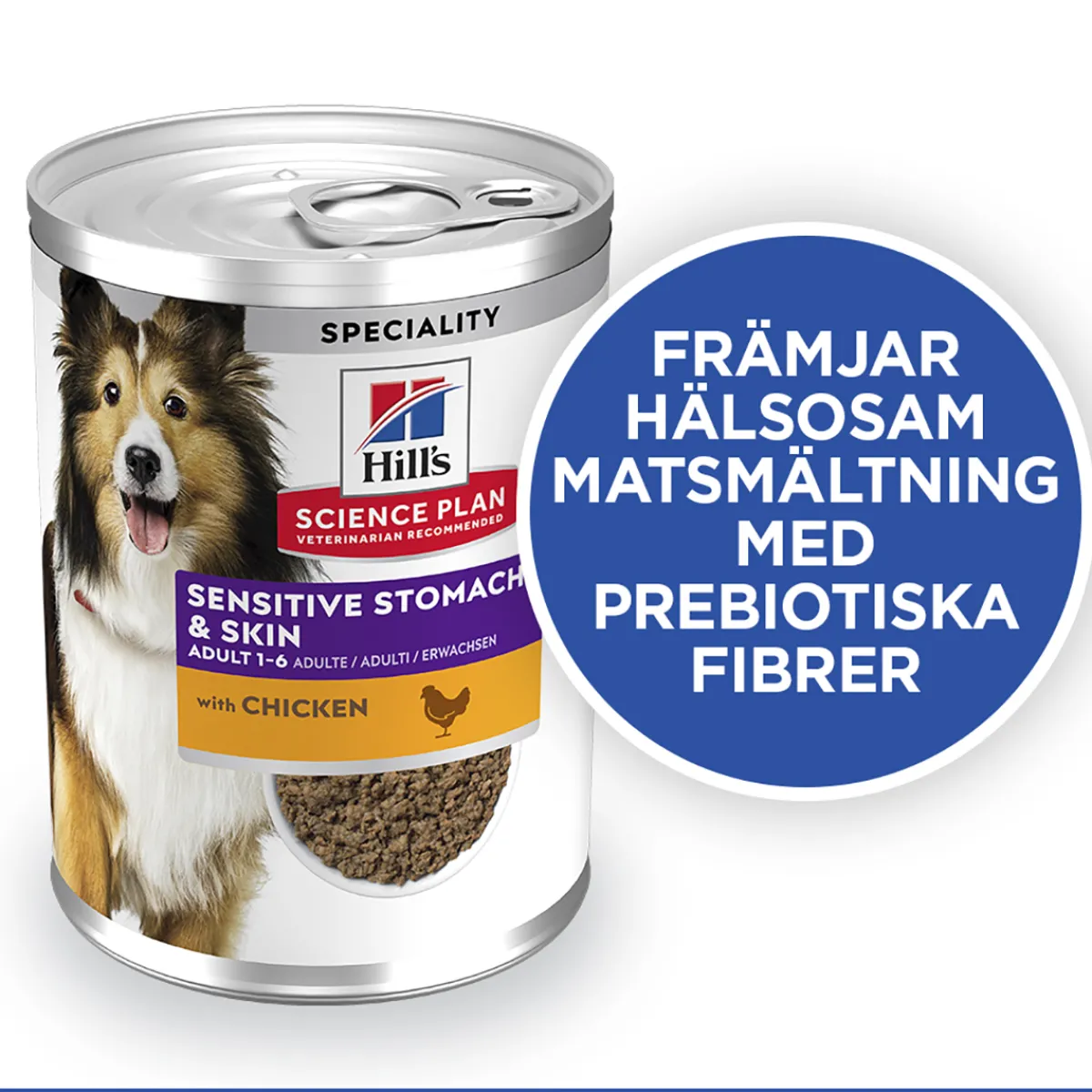 Hill's Koiranruoat Erityistapeisiin|Koiran Märkäruoka Ja Makkarat*Science Plan Dog Sensitive Stomach & Skin Chicken & Vegetables 370g
