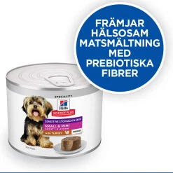 Hill's Koiranruoat Erityistapeisiin|Koiran Märkäruoka Ja Makkarat*Science Plan Dog Sensitive Stomach & Skin Mousse Small & Mini Turkey 200g