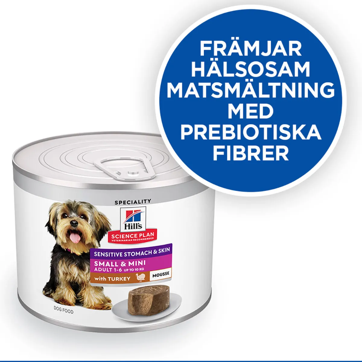 Hill's Koiranruoat Erityistapeisiin|Koiran Märkäruoka Ja Makkarat*Science Plan Dog Sensitive Stomach & Skin Mousse Small & Mini Turkey 200g