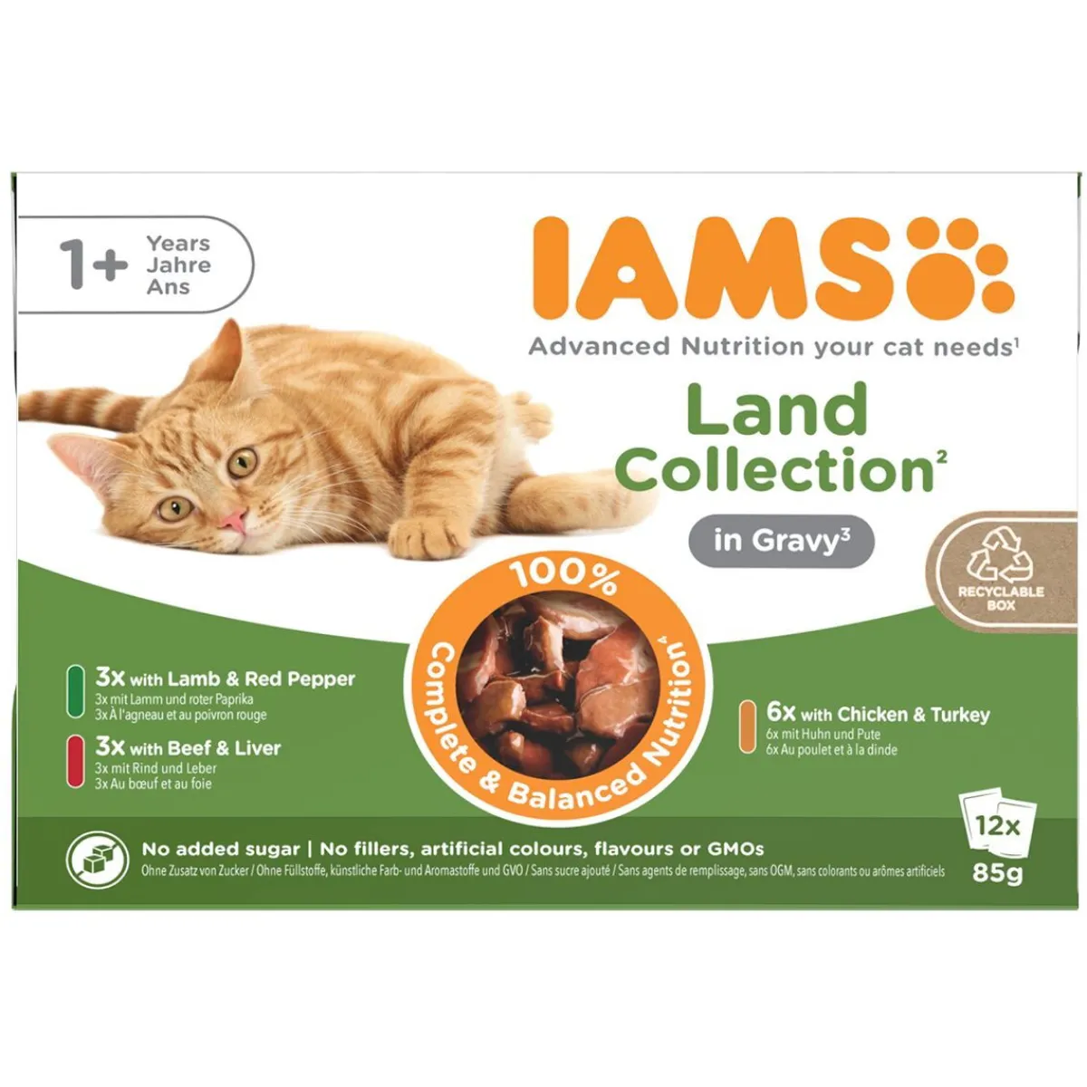 Iams Kissan Märkäruoka*Advanced Nutrition Adult Gravy Lihalajitelma 12 x 85 g