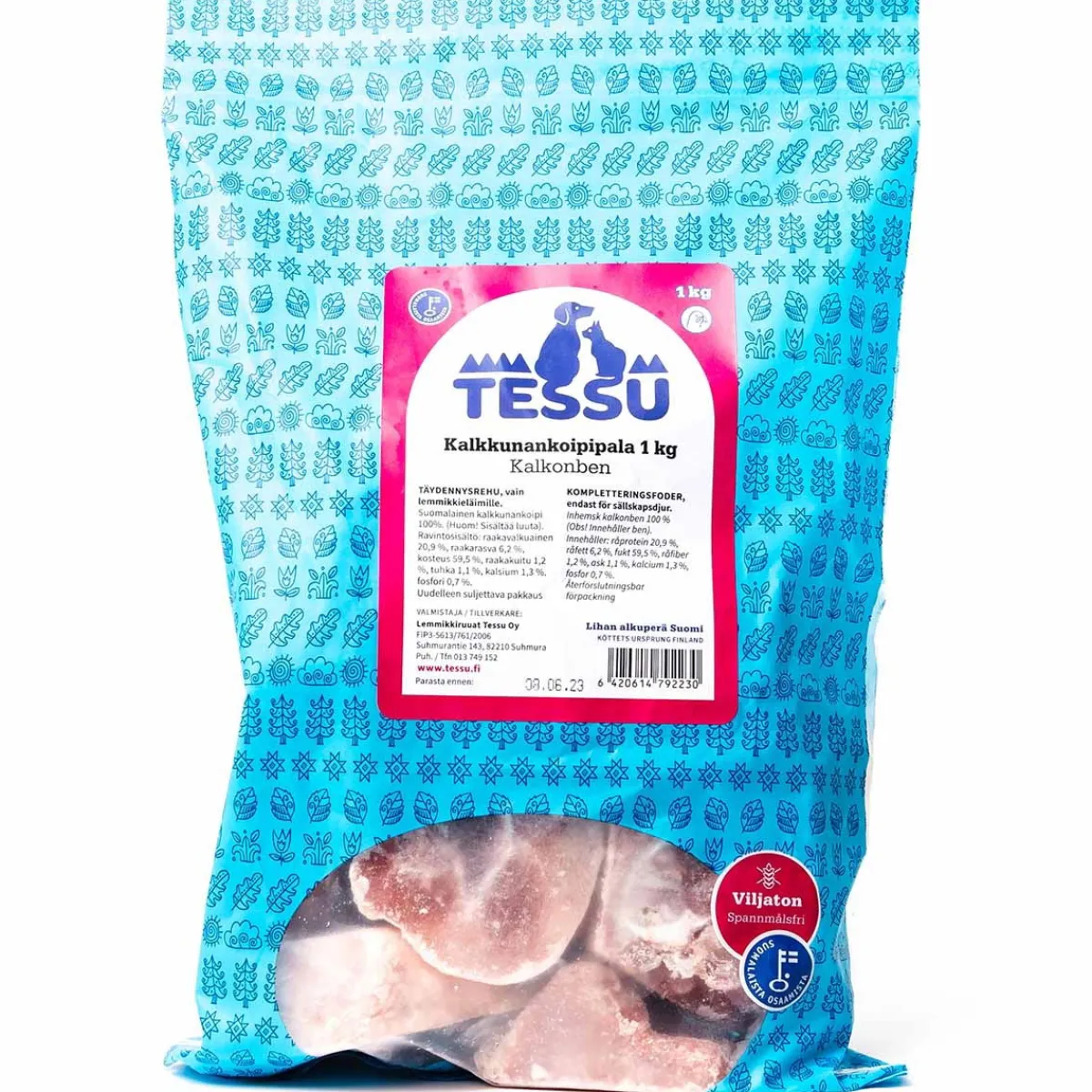 Tessu Ruokinnan Monipuolistaminen|Kotimainen Koiranruoka*Kalkkunankoipipala 1kg