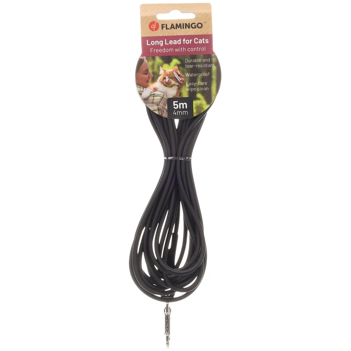 Flamingo Ulkoilu|Kissan Hihnat Ja Flexit*Kissan talutushihna Caspar 5m/4mm, musta