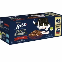 Latz Kissan Märkäruoka|Tarjoukset Kissoille*Tasty Shreds Farm Lajitelma 44x80g