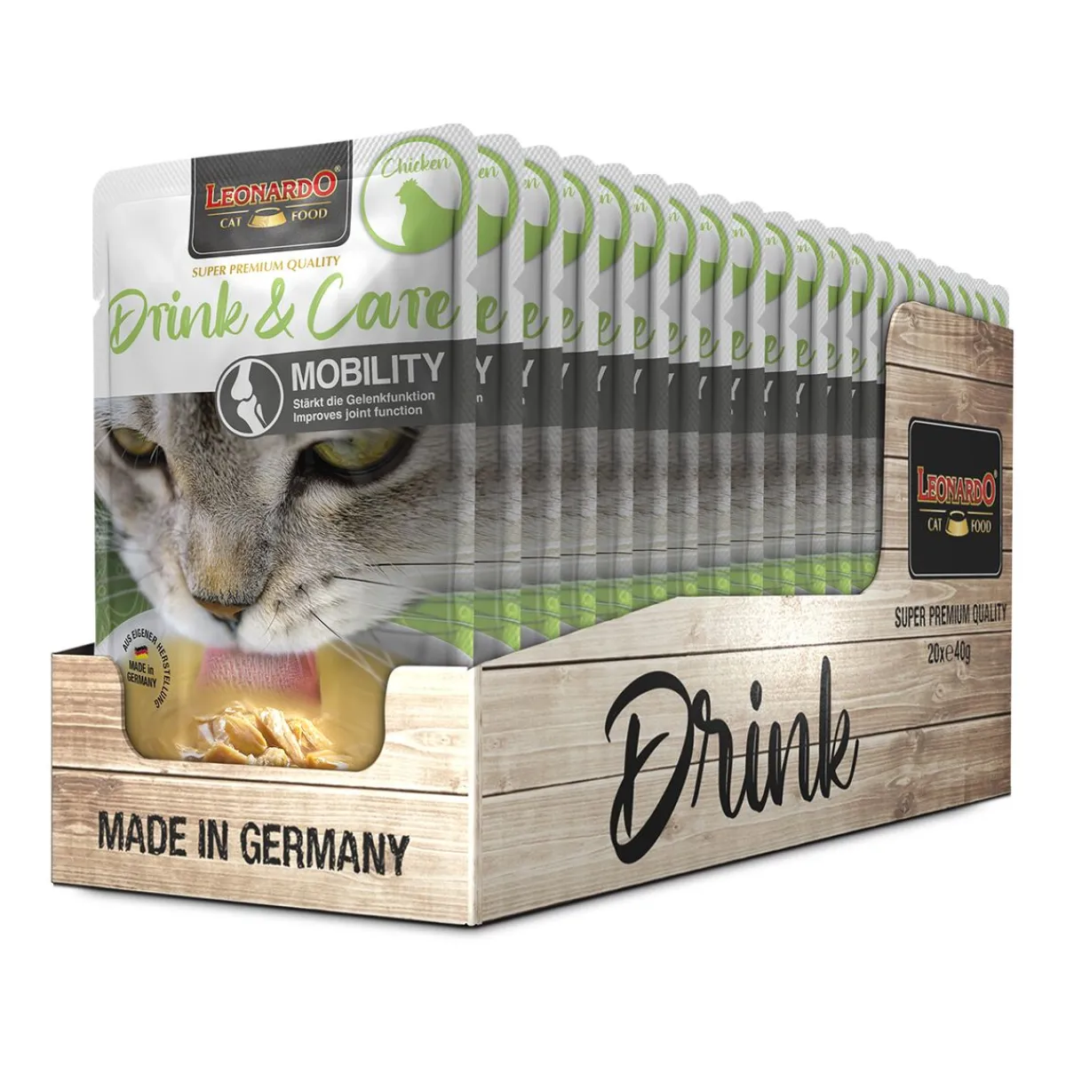 Leonardo Kissan Märkäruoka|Tarjoukset Kissoille*Drink & Care Mobility 40 g