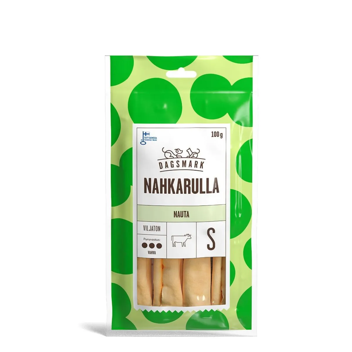 Dagsmark Kotimaiset Koiran Herkut|Puruluut*LUUMÄKI nautarulla S 100g